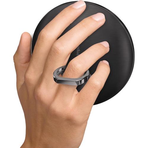 Size Medium simplehuman Sensor Mirror, Lighted Compact Makeup Magnifying Mirror with Light, Round, Travel Size, Black Stainless Steel