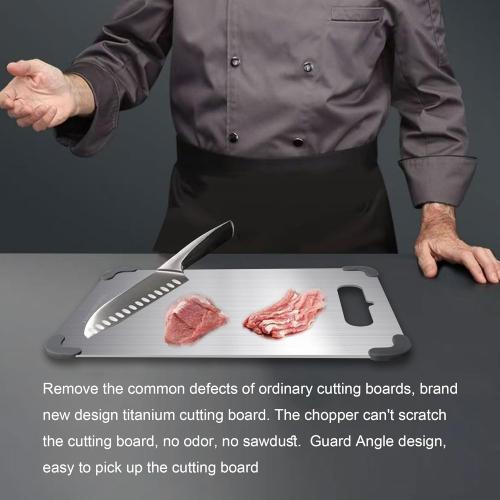 Titanium Cutting Board, 2025 Upgrade 100% Pure Titanium Cutting Boards for Kitchen,Latest Thickened Version Thickness 0.06IN, Double-Sided Available Belt Guard Angle (18.1IN X 11.8IN)