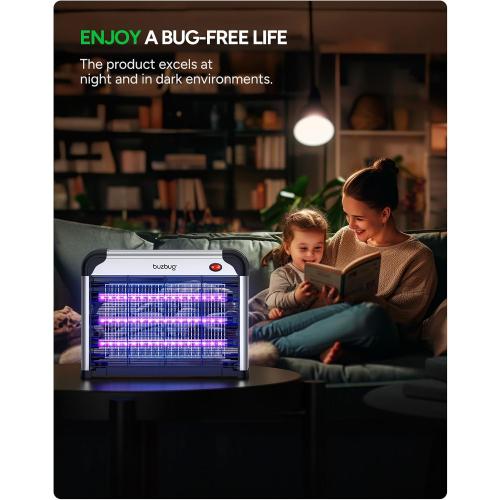 Buzbug LED Bug Zapper Indoor, 10 Years Lifespan 3 Lamps Enhance Insect Attraction, 3800V High-Voltage, Electric Mosquito Zapper, Fruit Fly Mosquito Moth Gnat Trap, Killer, Zapper -MA009