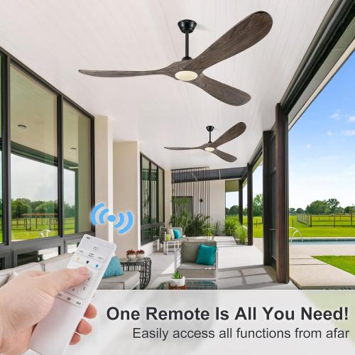 Eliora 60 Inch Ceiling Fans with Lights, Wood Outdoor Ceiling Fan for Patio and Remote Control Rustic Propeller Large Ceiling Fans with Light Farmhouse Indoor Quiet High cfm, Deep Brown