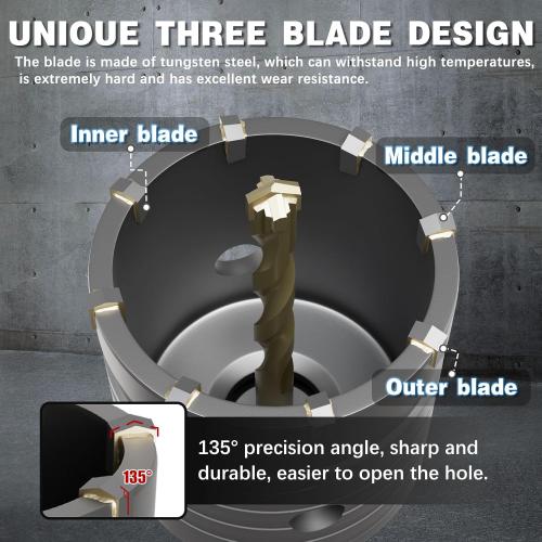 2 Concrete Hole Saw,50mm Masonry Hole Saw, with 110mm SDS Plus Shank Connecting Rod for Concrete Brick Cement Stone Wall Drilling Home Improvement