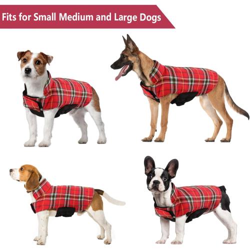 Size M Kuoser Waterproof Dog Coat, Reversible Dog Jacket for Medium Dogs, Adjustable Durable