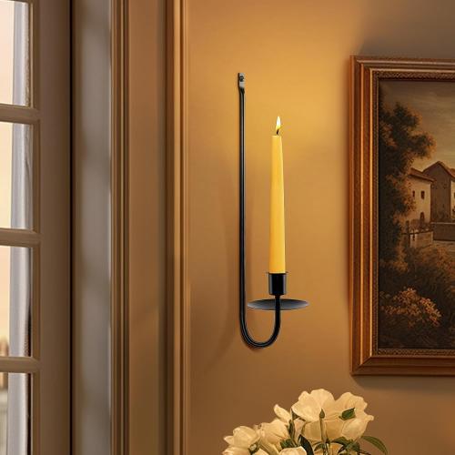 Candle Sconces Set of 2, Taper & Pillar Wall Candle Holder, 13.2 Inch Black Wall Sconces Set of Two, Decor for Entryway, Stair Corner, Living Room, Gifts for Men Women Mom or Dad