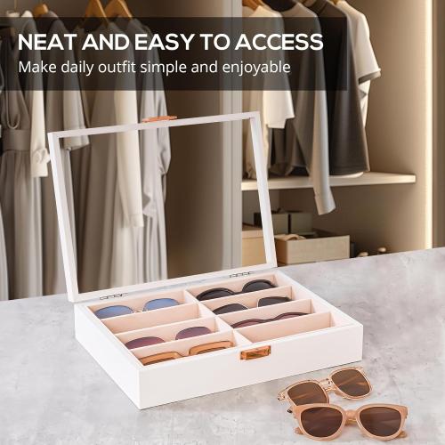ProCase Wooden Sunglasses Organizer Trays for Men Women, Storage Box for Eyewear