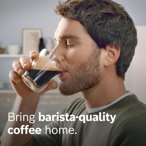Bosch Fully Automatic Coffee and Espresso Machine - One-Touch Drinks, Barista Style, Double Cup Super Coffee Maker - Large Bean Capacity - Easy Clean, Maintenance - Silver- TIU20307