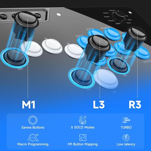 MAYFLASH F700 FLAT Elite Wireless Arcade Stick Leverless All Button Controller with Sanwa buttons Compatible with PS5, PS4, PC, Xbox Series S/X, Switch/Switch 2 Support Bluetooth, 2.4G and Wired