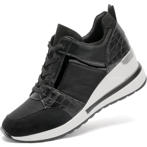 Size 9.5 YZ Fashion Wedge Sneaker for Women High Heel Lace Up Platform Sneakers