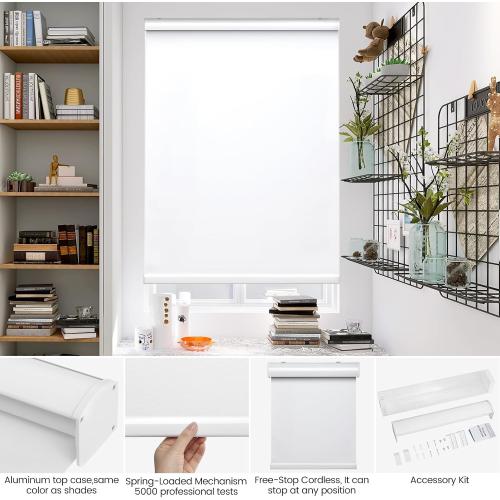 Cordless Roller Shades, Blackout Roller Shades for Windows Roller Blinds with Spring System, UV Protection and Waterproof, Privacy Roller Window Shades for Home,Office,Bedroom, Custom Size