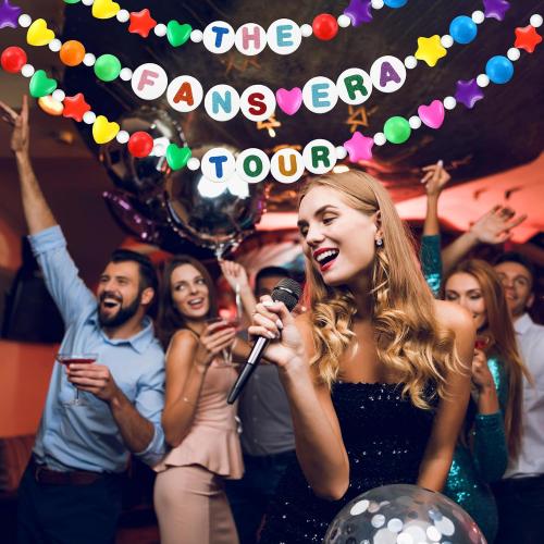 DIY Giant Friendship Bracelet Garland Kit Famous Singer Customizable Party Banner Jumbo Garland Decor Includes Balls Foam Circles Fishing Line Embroidery Needle Letter Stickers