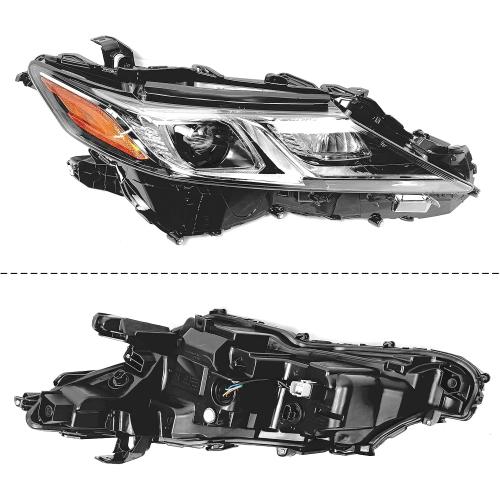 ILAMP Headlight Fit For 2018 2019 2020 Toyota Camry L/LE/SE 2018 2019 2020 Projector LED Headlamp (Right Passenger) W/Clear Lens RH 81110-06C40 CM17A01-4R
