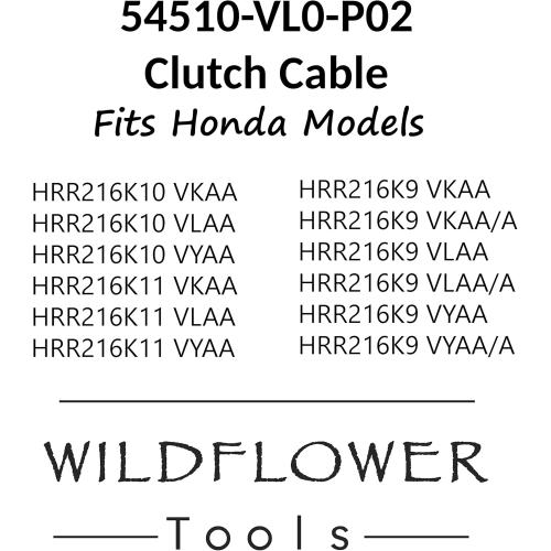 54510-VL0-P02 Lawn Mower Clutch Cable for Honda HRR216K9 - K11