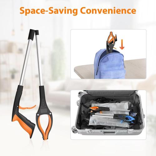 32 Grabber Reacher Tool, 2-Pack Foldable Reacher Grabber Pickup Tool with 360° Rotating Jaw & Magnet, Trash Picker Upper Grabber, Lightweight Grabbers for Seniors Heavy Duty