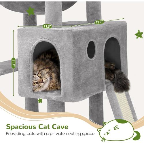 Globlazer Heavy Duty Cat Tree, 70 inch Sturdy Cat Tree for Indoor Cats Extra Large Cat Tower with Scratching Post, Hammock, Cat Condo for Adult Cats Kittens, F70 Pro, Light Grey ‼️light use‼️