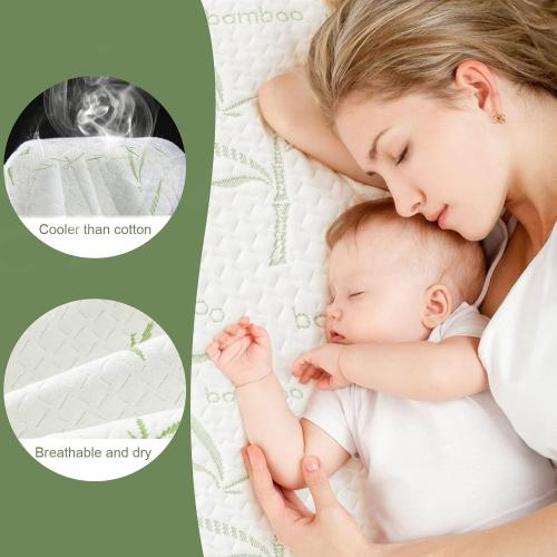 King Mattress Protector Waterproof Mattress Pad Washable Bamboo Rayon Mattress Cover Breathable Noiseless Bed Protector 5 - 21'' Elastic Fitted Deep Pocket