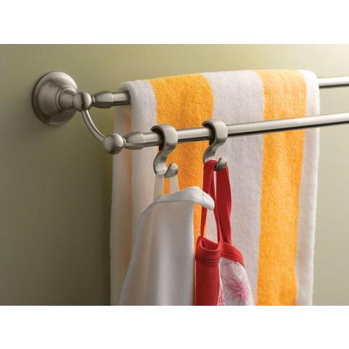 Moen Sage Collection Spot Resist Brushed Nickel 24-Inch Double Bathroom Towel Bar, Wall Mounted Bath Hanger with Two Rods, DN6822BN