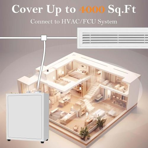 4000 Sq.Ft HVAC Smart Scent Diffuser for Home All-Metal Material. Suitable for Large residences, Hotels or Offices. Capacity 500 ml. Supports Bluetooth APP Control.