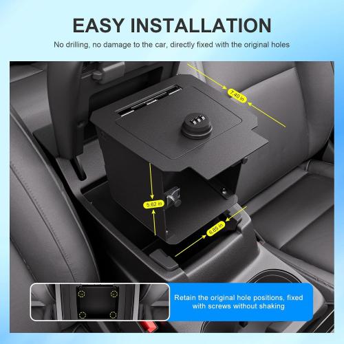 SZYANG Center Console Safe Organizer Compatible with 23-26 Chevy Colorado | GMC Canyon Lock Box Console Safe Vault Replacement for 2023-2026 Chevy Colorado Accessories