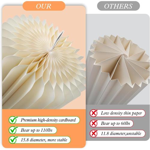 magalo Cylinder Stands for Party 3PCS Foldable Cardboard Columns Round Display Pedestal Stand Cylinder Tables for Wedding Birthday Baby Shower Dessert Cake Decoration-Cream White