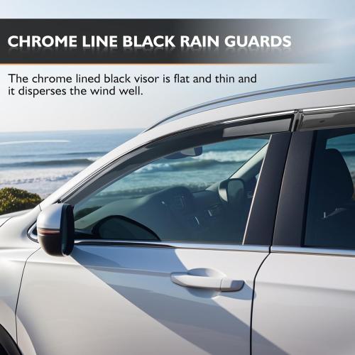 Shatterproof Out-Channel Window Deflectors for Honda CR-V (CRV) 2017-2022, Rain Guards, Window Visors for Cars, Vent Deflector, Car Accessories, 6 pcs (for CRV 17-22 6-Piece Chrome)