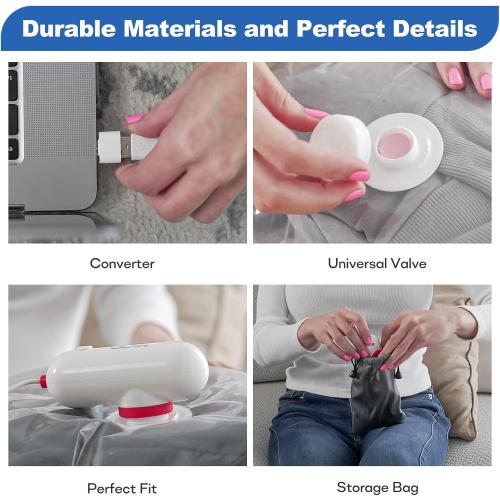 VMstr Travel Vacuum Storage Bags with Electric Pump (USB Pump   8 Combo Bags)