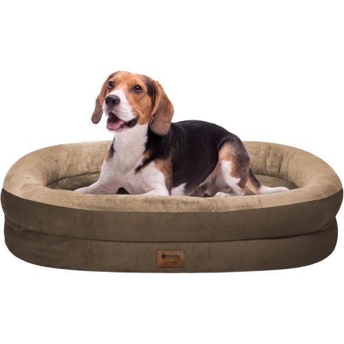 Orthopedic Waterproof Large Dog Bed: Memory Foam Washable Dog Bed with Bolsters - Removable Orthopedic Cover for Medium L XL Large Sized Pet - Non-Slip Bottom - Coffee