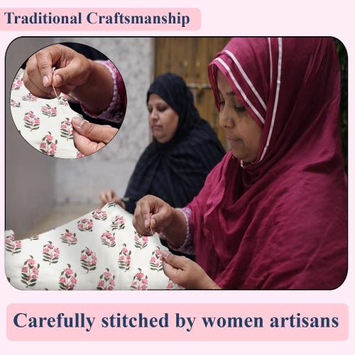 Ridhi Block Print Reversible Cozy Quilt Punch Pink Twin 60 X 90 Lightweight Blanket for Sofa, Couch, Bed Soft Breathable Comforter Handmade Bedspread Duvet for Farmhouse, Home, Winter
