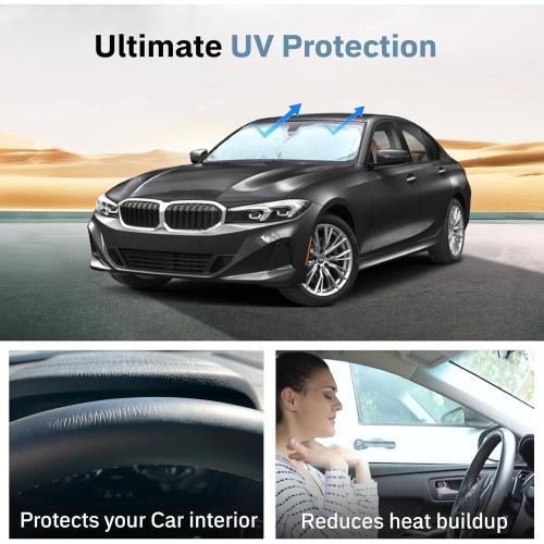 Autovir Windshield Sun Shade, Foldable Car Window Shades, 280T Visor Shade