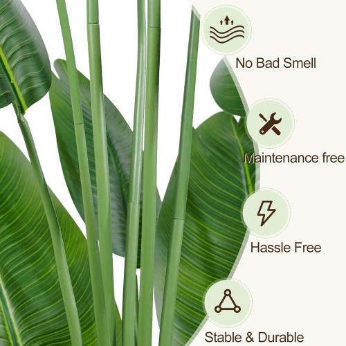 Lifelike Bird of Paradise Artificial Plant,5ft Faux Banana Leaf Tree with 10 Trunks - Perfect Indoor Silk Floor Plant for Home Decor in Living Room, Office, and Bedroom 1Pack