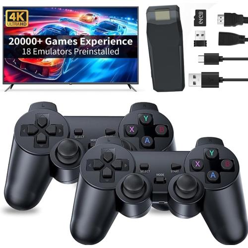Wireless Retro Game Console Stick Built-in 20000  Classic Games, 4K HDMI Output Nostalgia Plug & Play Retro Video Gaming Stick, Dual 2.4G Wireless Controller