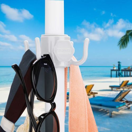 TAGVO Beach Umbrella Hanging Hook, 2 Pack Umbrella Hooks Hanger, 4 Prongs Beach Umbrella Hanging Holder, Beach Accessories for Beach Camping Trips