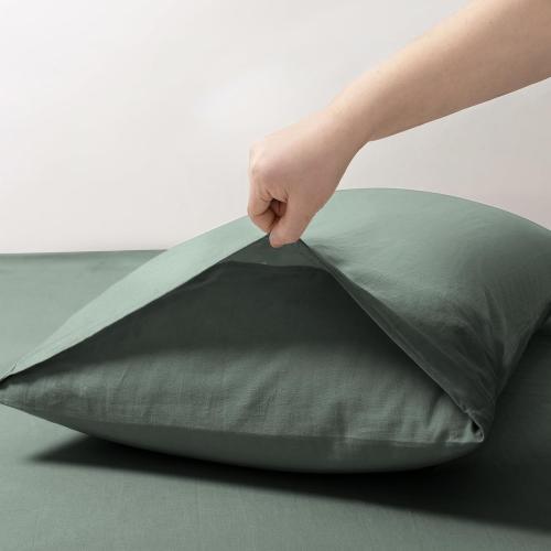 TUMEI 100% Linen Pillow Case King, Set of 2 King Size (36x20), Green