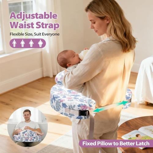 Nursing Pillow for Breastfeeding, with Safety Fence, Removable Cover