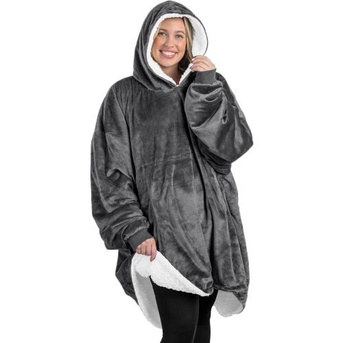 Bare Home Wearable Blanket B-Cozy Hoodie - Soft Plush Sherpa - Warm and Cozy - Oversized Wearable Blanket - Adult & Kid Sizes