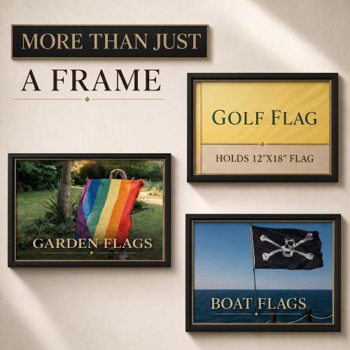 Marsui 2 Pieces Golf Flag Display Frames for 12'' x 18'' Golf Flag Compact Black Photo Frame, Flags Not Included, Frame Size 13.7 x 19.7 Inch