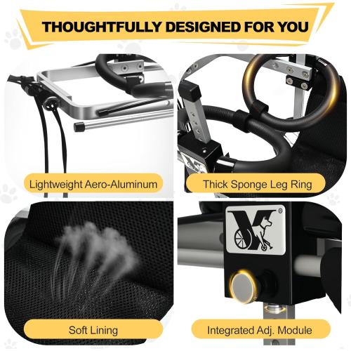 All-Terrain Dog Wheelchair for Back Legs - Lightweight & Adjustable for Medium to Large Dogs - Easy to Assemble Mobility Aid