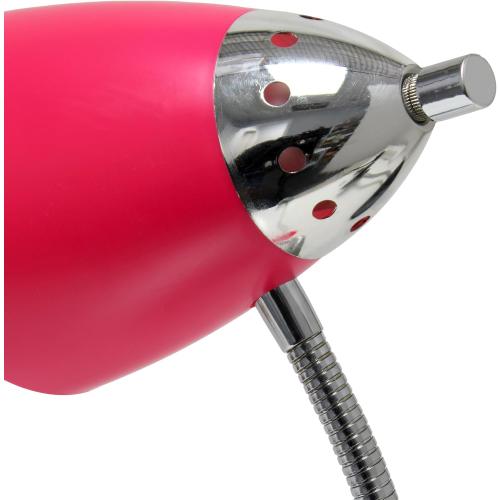 Simple Designs LD2001-PNK-LB 17.5 Flossy Flexible Gooseneck Clip Light Desk Lamp with LED Bulb, Pink