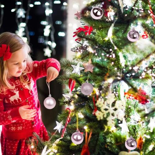 2.36 Christmas Ball Ornaments Shatterproof Pink Ornaments Set - 30 pcs for Christmas Tree, Halloween, Wedding & Party Decoration