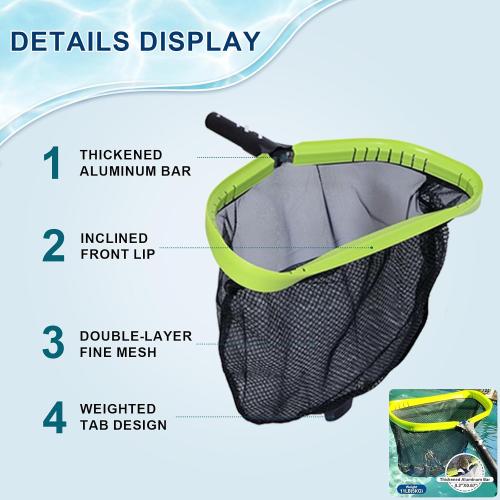 Sepetrel Deluxe Swimming Pool Cleaning Kit Including Professional Leaf Skimmer Net,Half-Depth Fine Mesh Net,17.5 Pool Brush Head & Hand Scrub Brush(NO Pole)