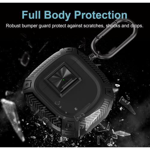 QC Ultra Case Shockproof Protective Cover Compatible with Bose QuietComfort Ultra Earbuds(2023) / Bose QuietComfort Earbuds II(2022) Case Cover with Safety Lock and Carabiner (Black) (Black)