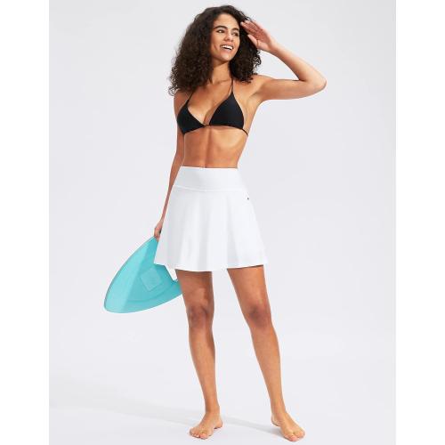 Size L MOTEEPI Women's High Waisted Swim Skirt with Zipper Pockets Tummy Control Bathing Suit Swimsuit Tankini Bottoms