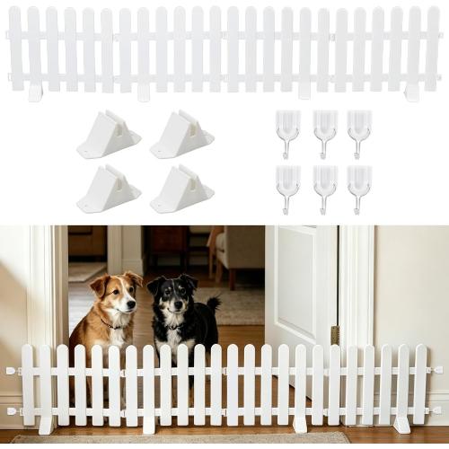 19.7 Tall Short Dog Gate, Adjustable Puppy Gate with Support Feet, Step Over Dog Fence Freestanding Pet Barrier Expands Up to 78.7 Wide for Doorways Stairs Hallways