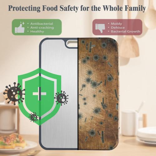 Cutting Boards for Kitchen Cutting Board Thickened Stainless Steel Wheat Straw PP Dishwasher Safe Double Sided Large Meat Cutting Boards 15 x 10 Inch   **1 pc .**