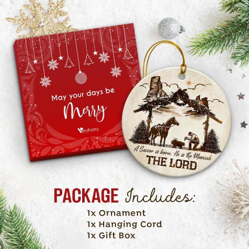 Nativity Christmas Ornaments 2026 - Praying Cowboy Kneeling Nativity Scene Ornament, Christian Ceramic Ornament - Faith Religious Gifts for Men Women, Country Western Cowboy Gifts Idea