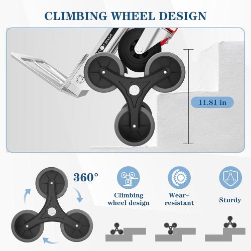 Convertible Hand Truck -1,000 lb Heavy-Duty Aluminum & Steel Dolly, 3-in-1 Mode with Stair-Climbing Wheels & 5 Swivel Casters for Warehouse, Moving, Delivery