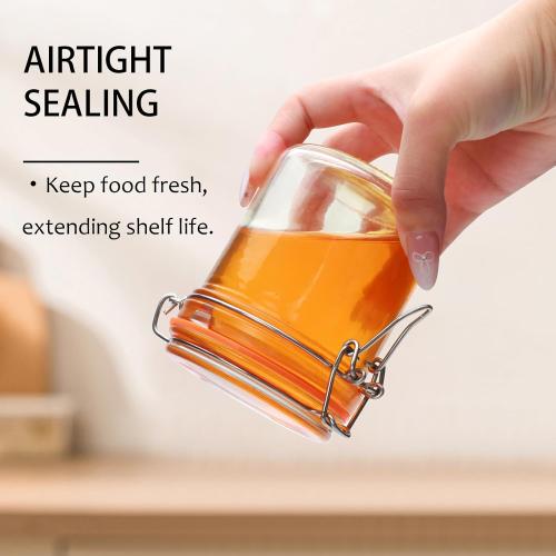 Flrolove 8 oz Small Airtight Glass Jars with Lids,Glass Food Storage Canisters with Lids, Mini Airtight Storage Container for Kitchen Canning, Spice, Honey, Nuts, Snacks, Flour, Set of 6