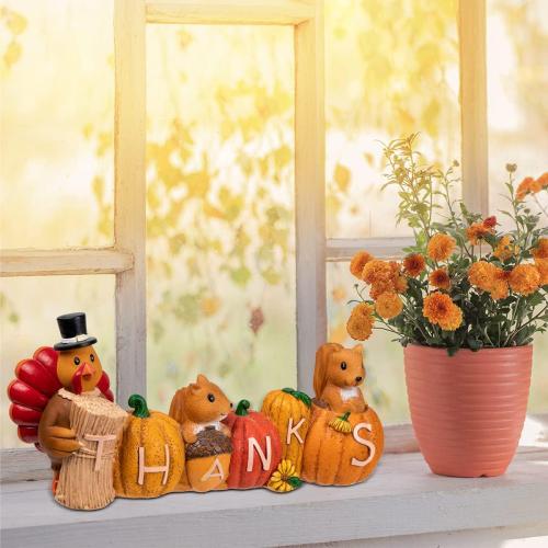 JOYIN Thanksgiving Pumpkin Turkey Tabletop Centerpiece Decor, Resin Turkey Figurines, Thanksgiving Decoration, Fall Harvest Tabletop, Indoor Kitchen, Party Supplies, Autumn Decor