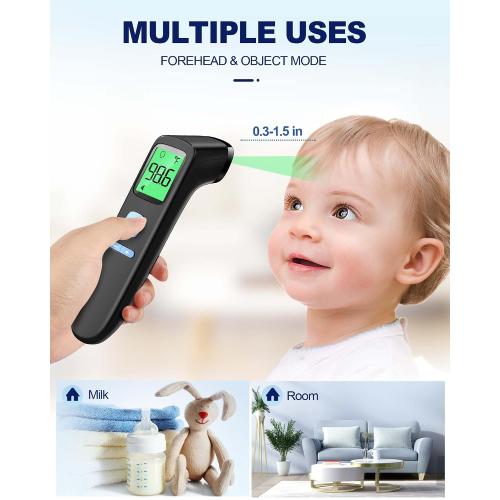 No-Touch Forehead Thermometer for Adults, Infrared Digital Baby Thermometer for Kids, Accurate Reading with Large Display, Mute Mode, Memory Recall, Fever Alarm