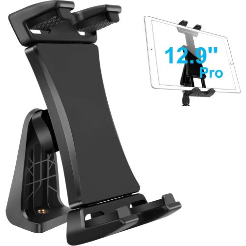 IPad Tripod Mount Adapter 360 Degree Rotatable Universal Tablet Clamp Holder for iPad Pro 12.9 11 10.5, iPad Air Mini, Surface Tab, Galaxy Tab and 3.5 to 13.5in Phone Tablet, for Tripod, Monopod
