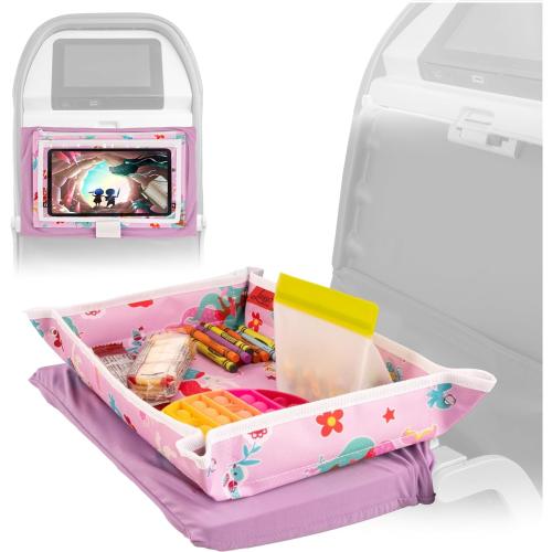 Lusso Gear Airplane Tray Table Cover for Kids - Mermaids Pattern - Toddler Airplane Travel Essentials & Snack & Tablet Organizer - Plane Activities for Toddlers 1-3