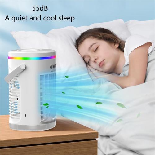Portable. Portable Air Cooler Cooling Fan Air Conditioner Fan With 7 Colors Light USB Powered .Tabletop